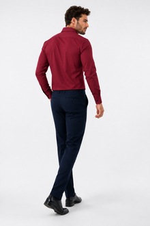 Léo | Chemise Homme Extensible Coupe Slim Infroissable - Rouge
