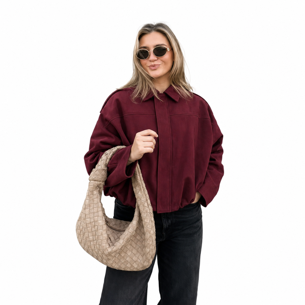 Élise | Veste Oversize Bombée - Bordeaux