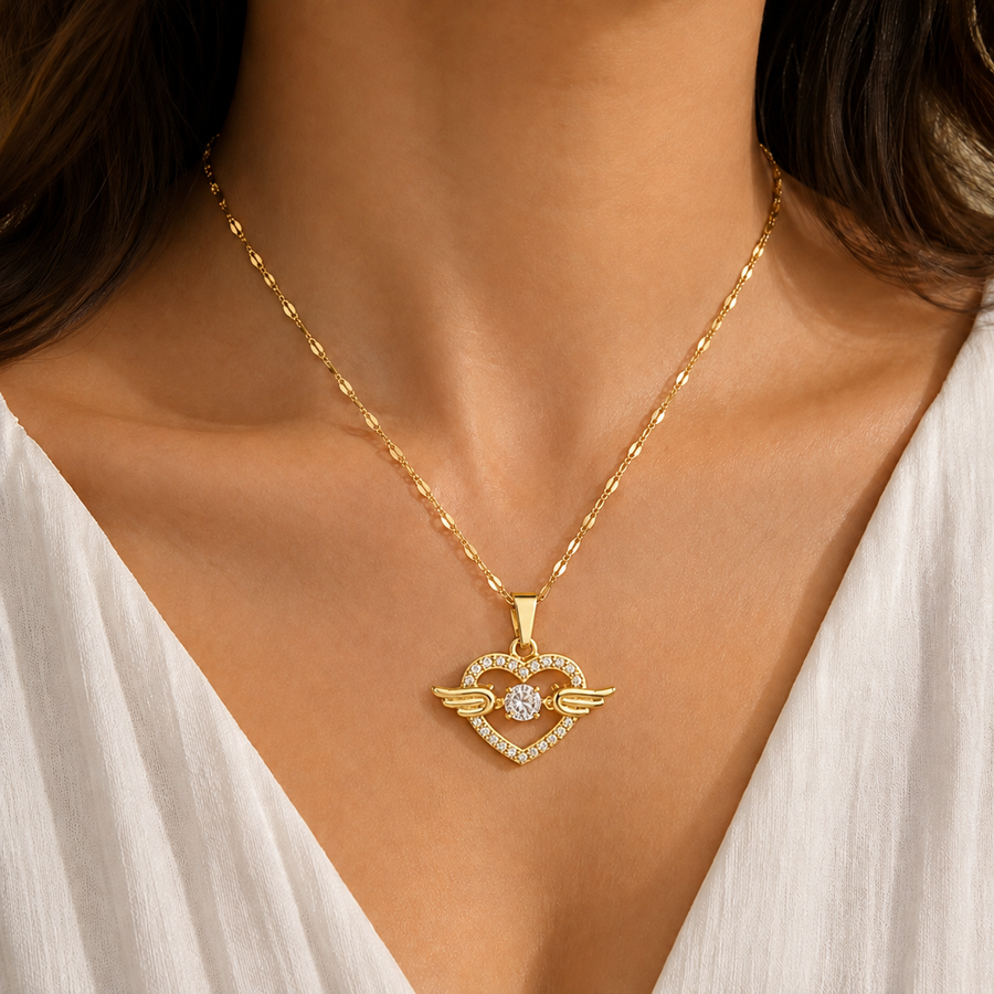 Emma | Collier Cœur Zircon Acier Inoxydable