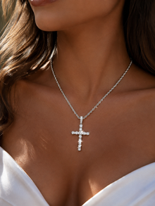 Axel | Collier Croix Zircon Chaîne Tennis UNISEX - Argenté