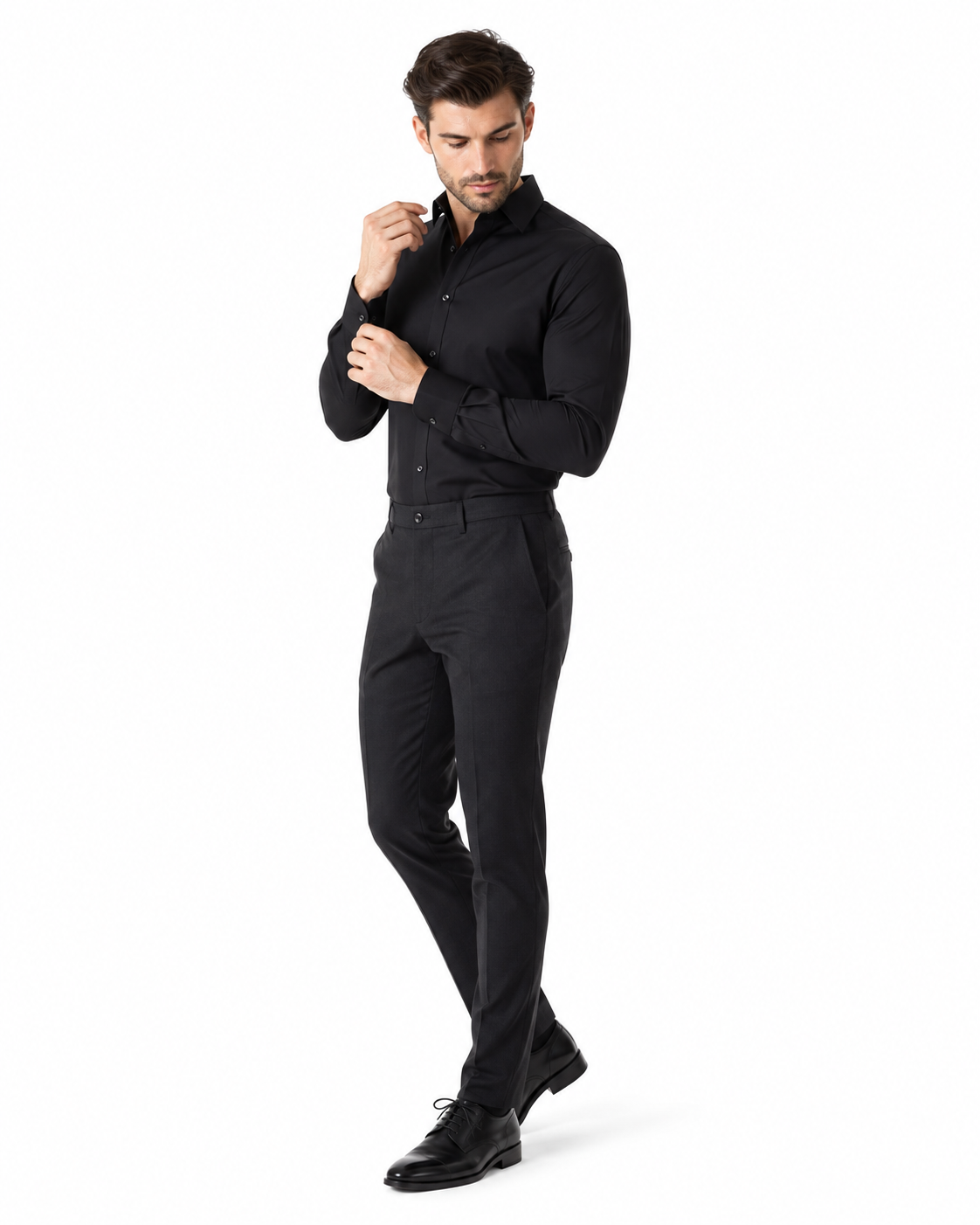 Léo | Chemise Homme Extensible Coupe Slim Infroissable - Noir
