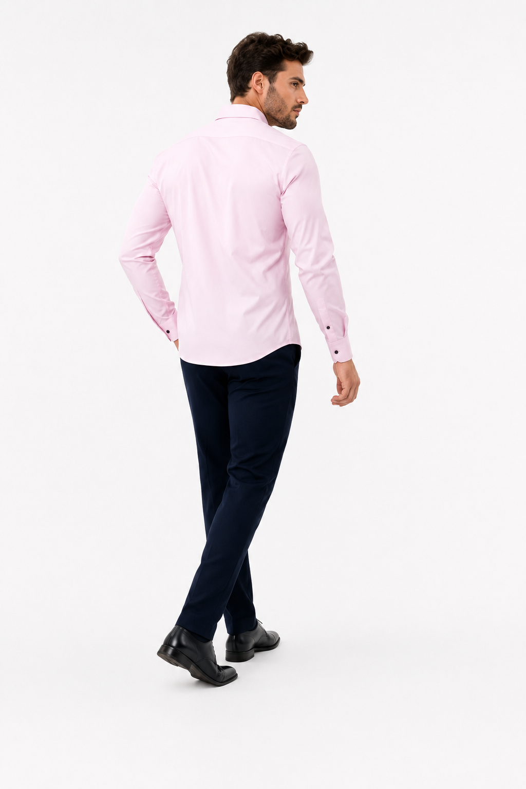 Léo | Chemise Homme Extensible Coupe Slim Infroissable - Rose Clair