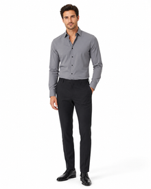 Léo | Chemise Homme Extensible Coupe Slim Infroissable - Gris Foncé