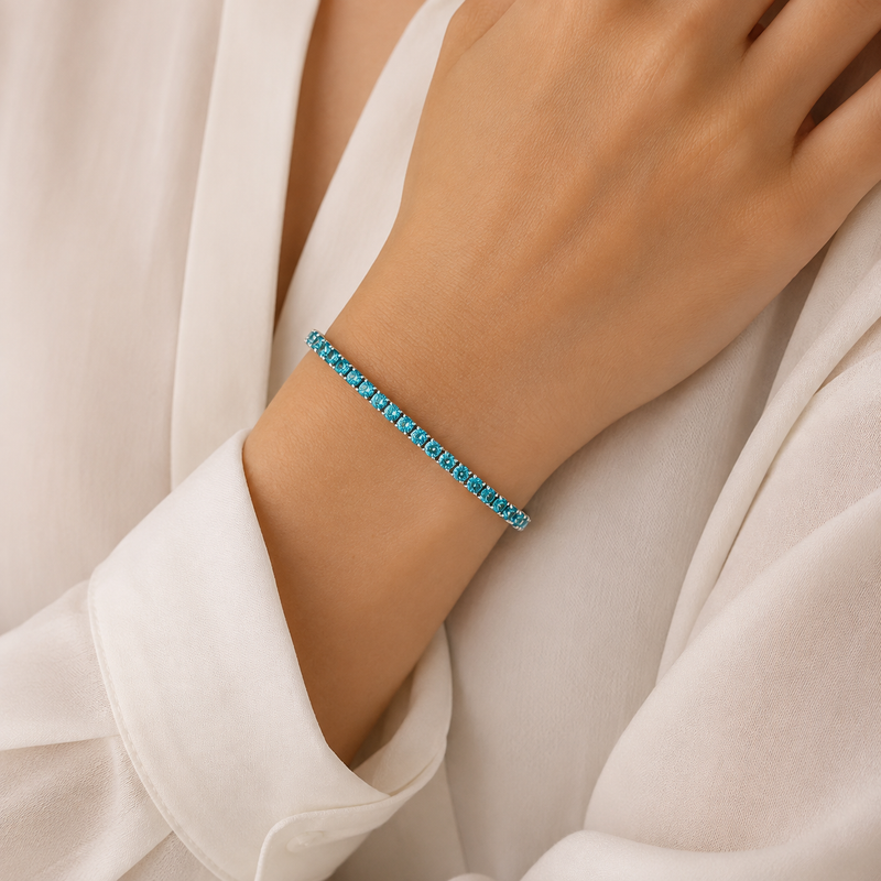 Nova | Bracelet Tennis Zircon 4 mm - Bleu