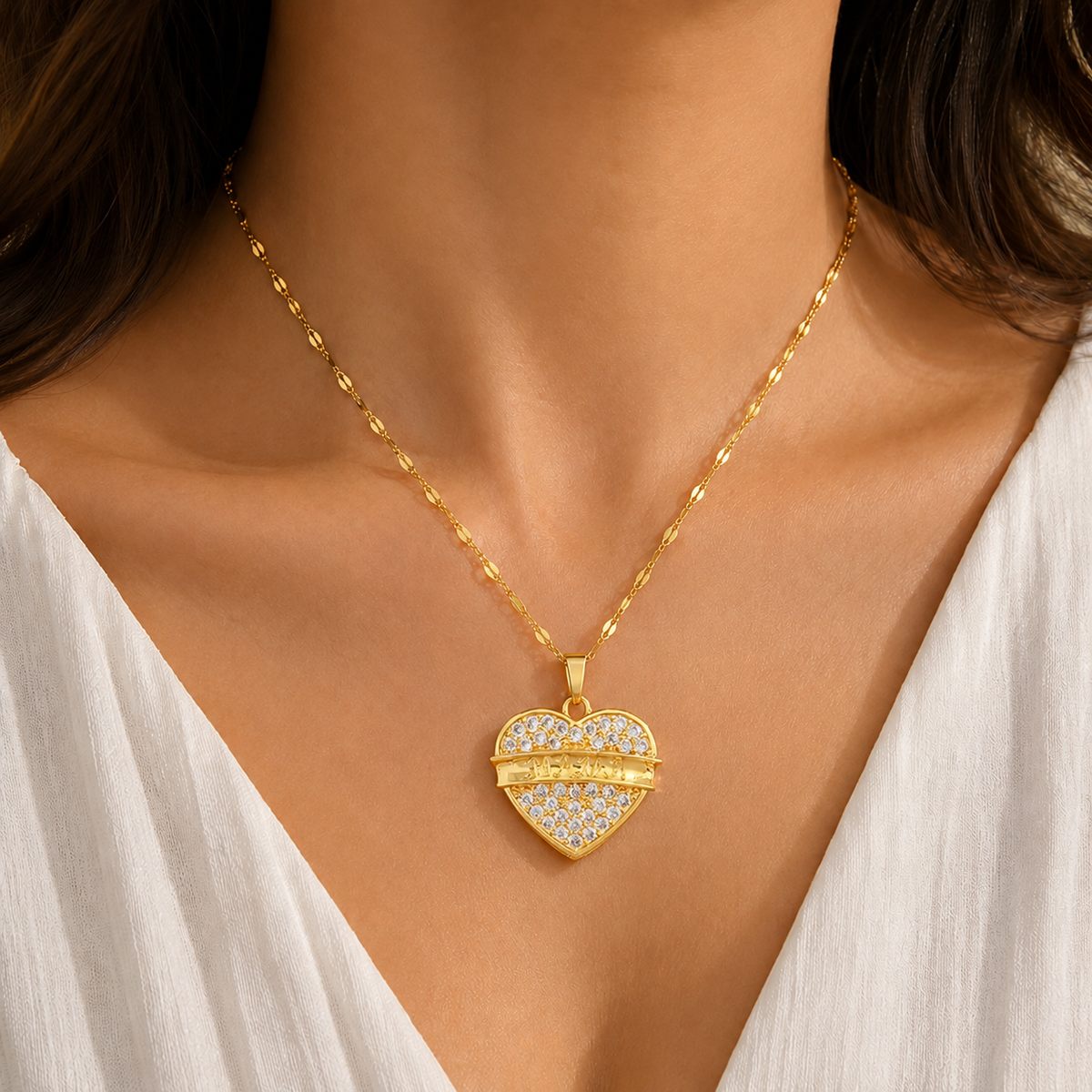 Emma | Collier Cœur Zircon Acier Inoxydable