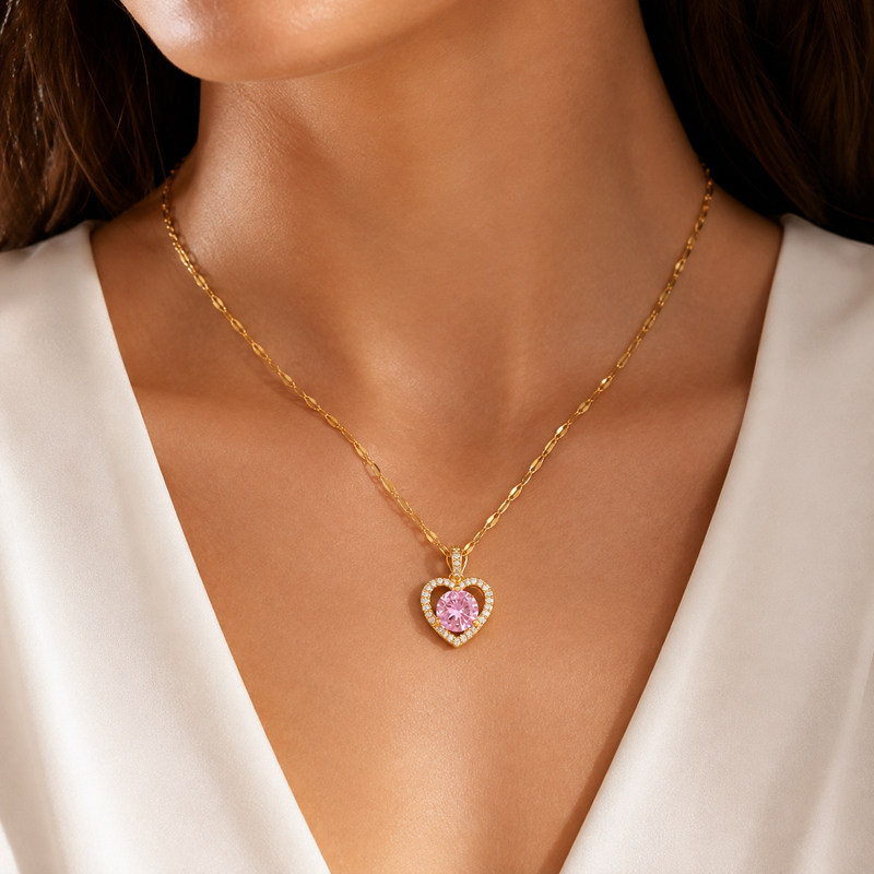 Emma | Collier Cœur Zircon Acier Inoxydable