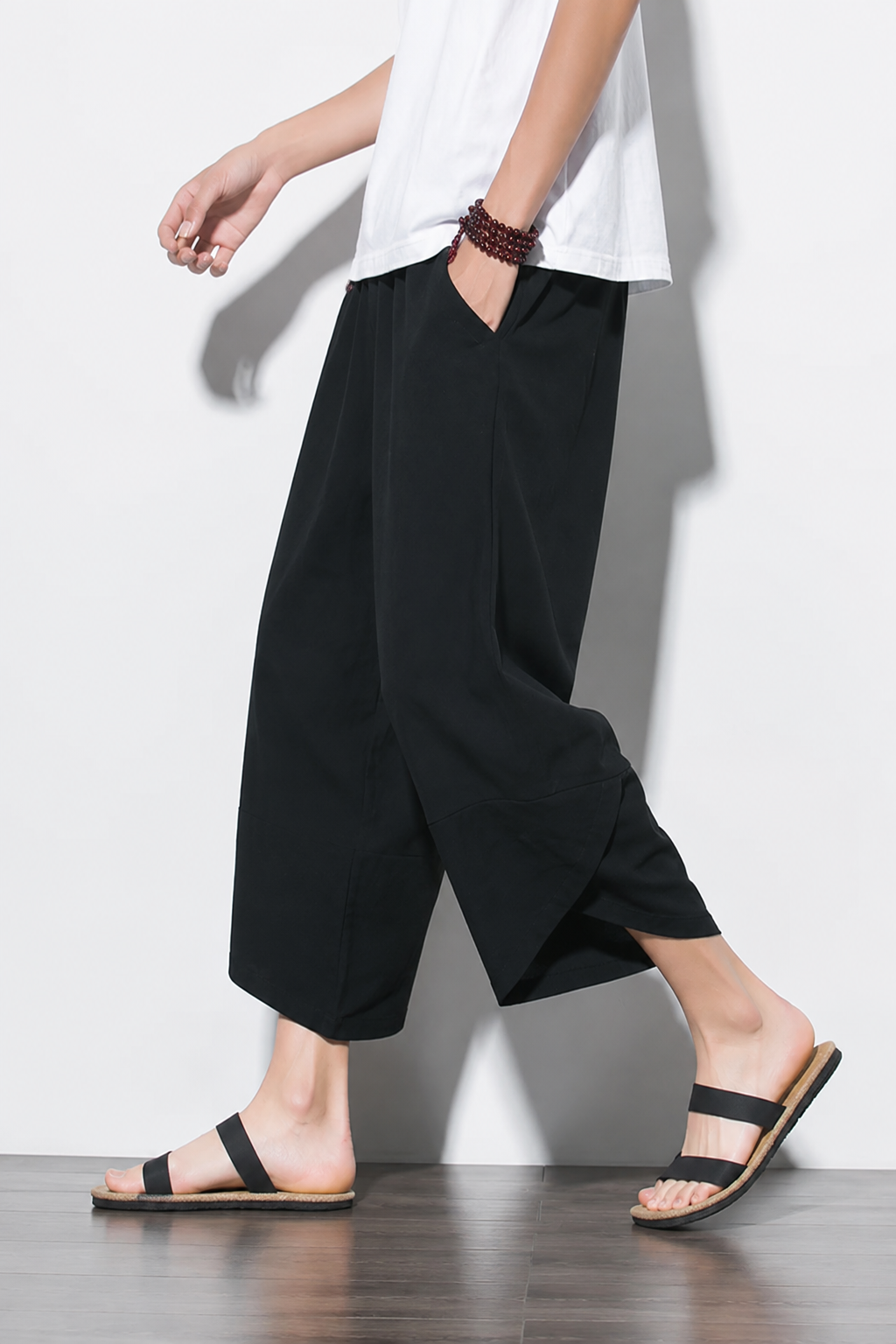 Léon | Pantalon Lantern Homme Coton Lin Été - Noir