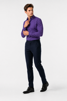 Léo | Chemise Homme Extensible Coupe Slim Infroissable - Violet