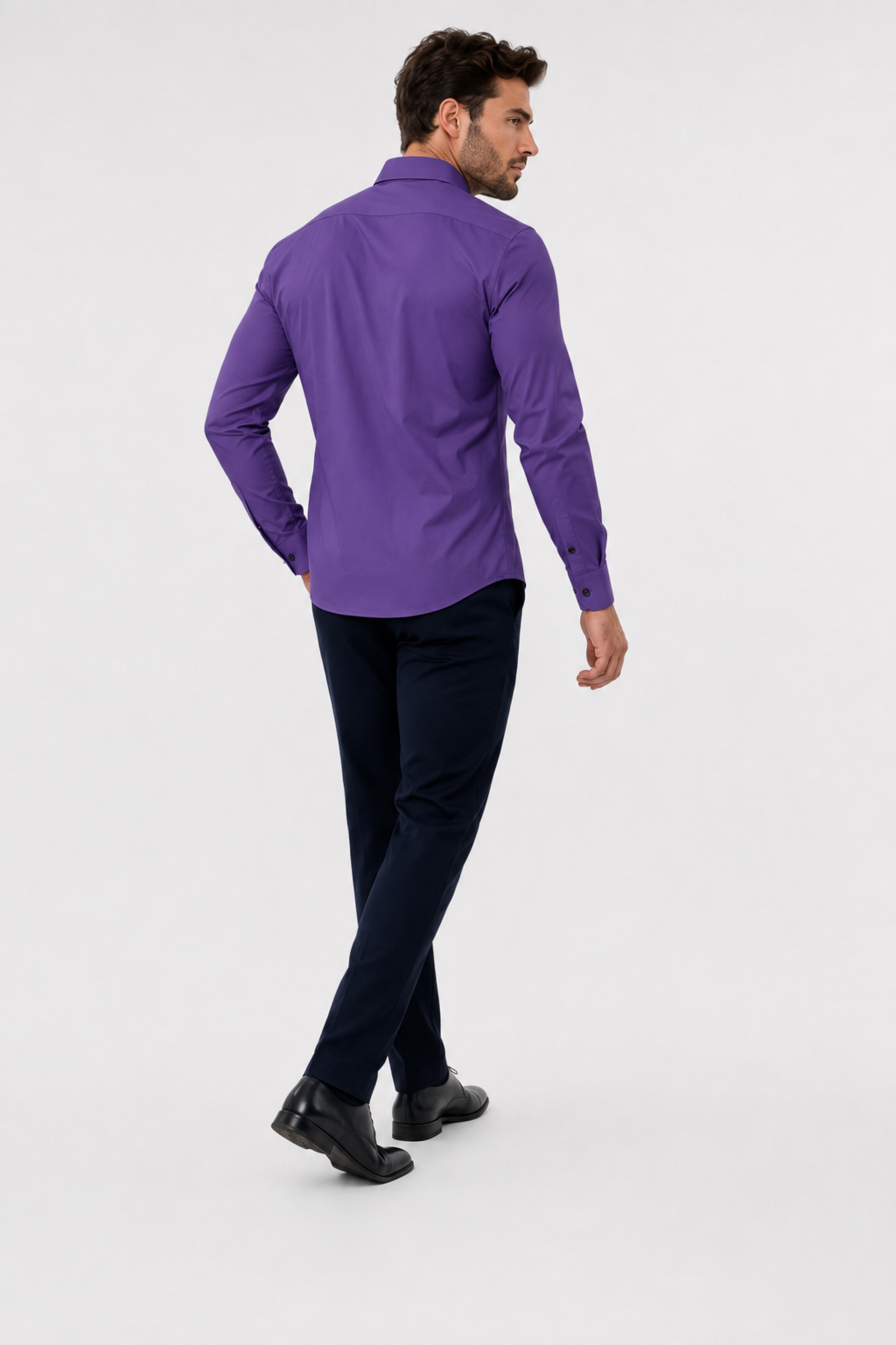 Léo | Chemise Homme Extensible Coupe Slim Infroissable - Violet