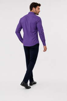 Léo | Chemise Homme Extensible Coupe Slim Infroissable - Violet