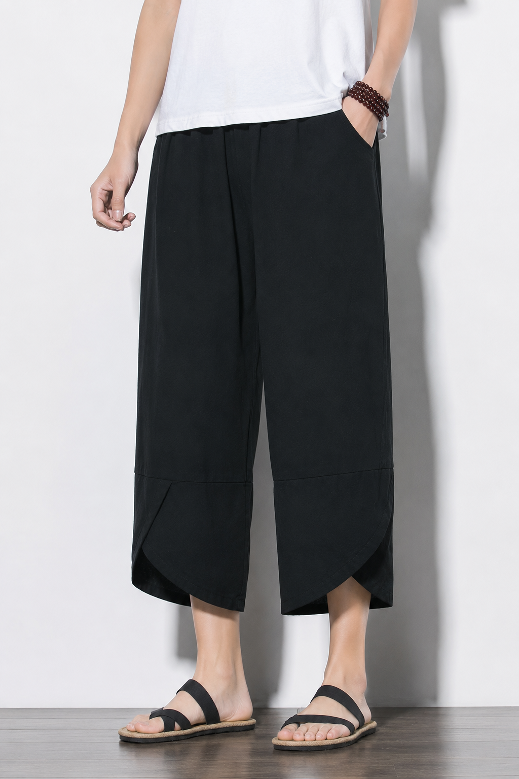 Léon | Pantalon Lantern Homme Coton Lin Été - Noir
