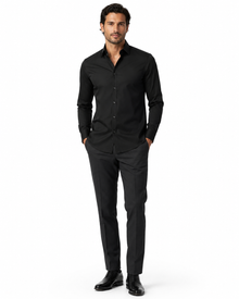 Léo | Chemise Homme Extensible Coupe Slim Infroissable - Noir