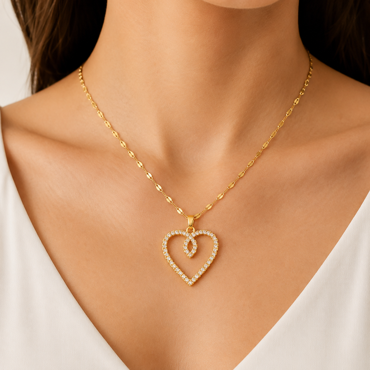 Emma | Collier Cœur Zircon Acier Inoxydable