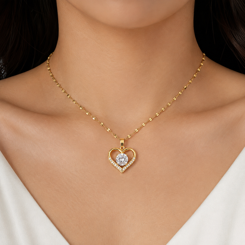 Emma | Collier Cœur Zircon Acier Inoxydable