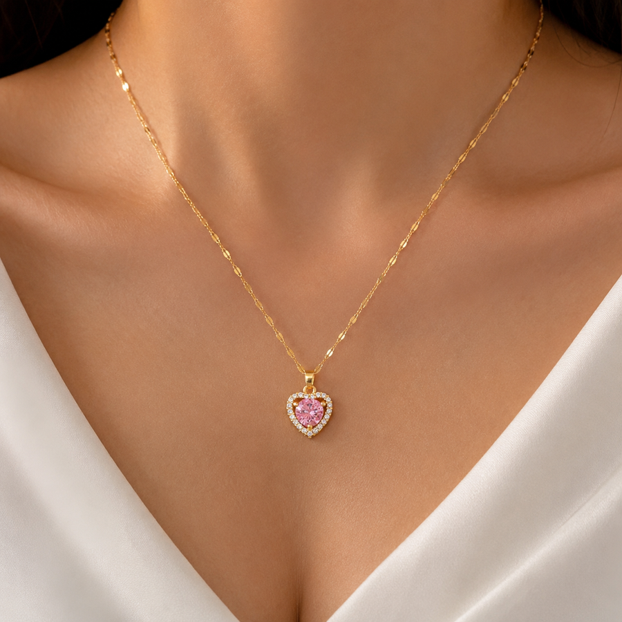 Emma | Collier Cœur Zircon Acier Inoxydable