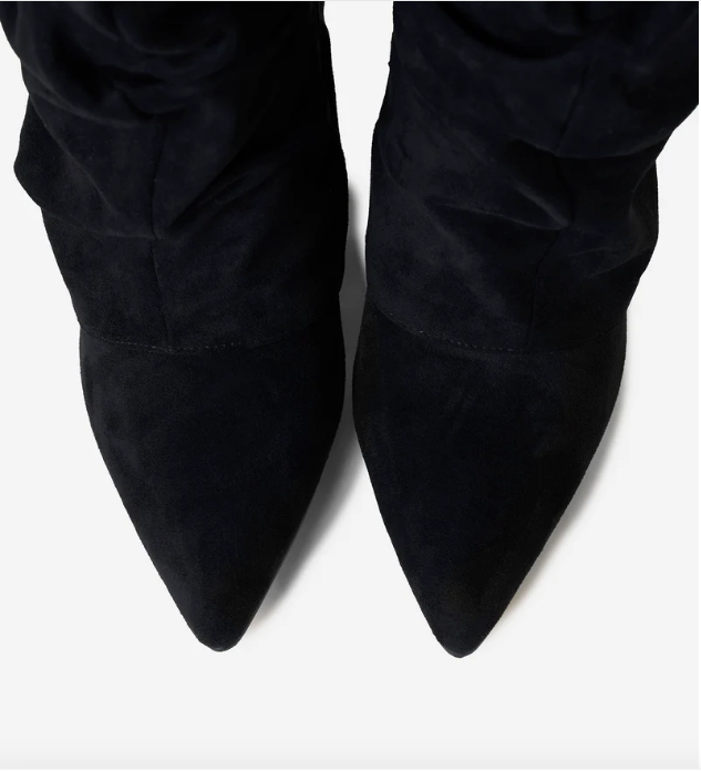 Valentina | Bottes Hautes en Daim à Boucle - Noir