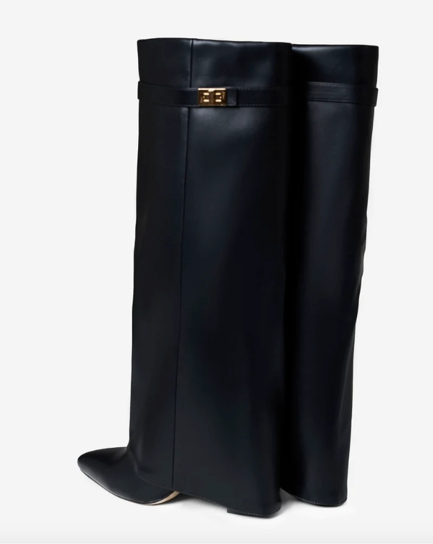 Valentina | Bottes Hautes à Boucle Cuir Lisse - Noir