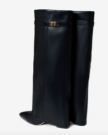 Valentina | Bottes Hautes à Boucle Cuir Lisse - Noir