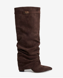 Valentina | Bottes Hautes en Daim à Boucle - Chocolat