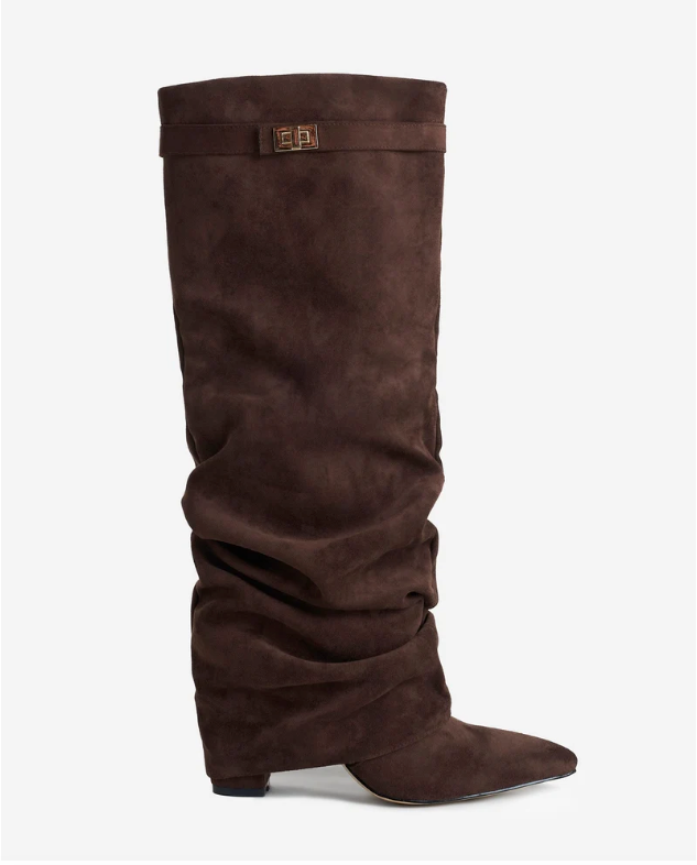 Valentina | Bottes Hautes en Daim à Boucle - Chocolat