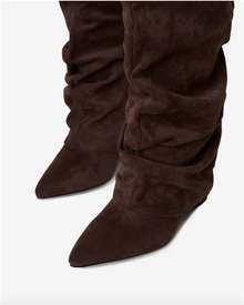 Valentina | Bottes Hautes en Daim à Boucle - Chocolat
