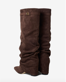 Valentina | Bottes Hautes en Daim à Boucle - Chocolat