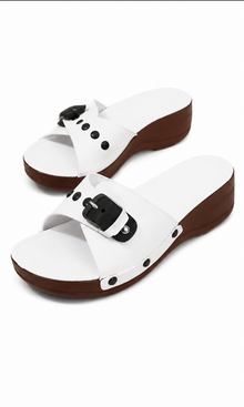 Émeline | Mules Plates Cloutées Blanches