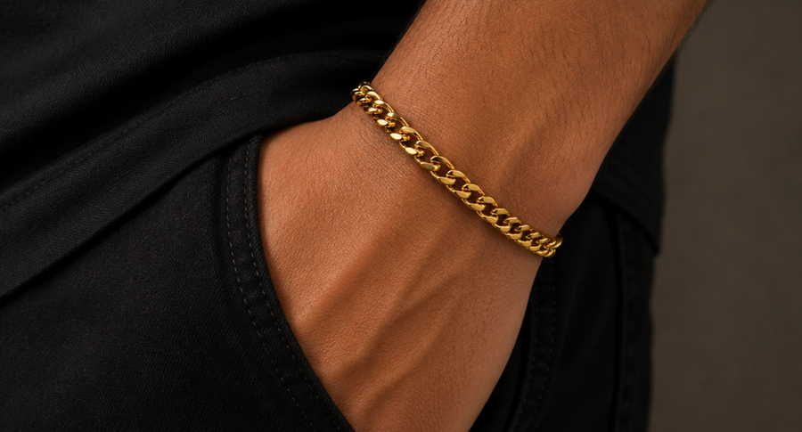 Noé | Bracelet Chaîne Cubaine en Acier - Doré 6 mm