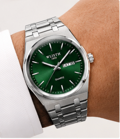 Louis | Montre Homme Acier Date & Jour - Vert