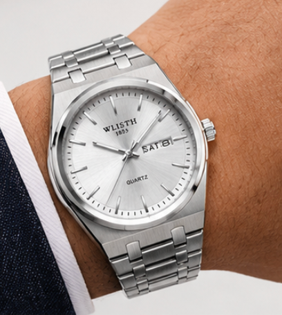 Louis | Montre Homme Acier Date & Jour - Argenté