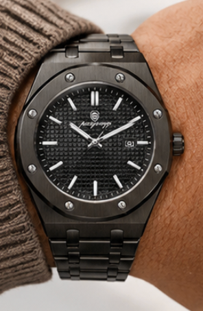 Victor | Montre Homme Carrée en Acier - Noir