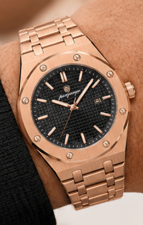 Victor | Montre Homme Carrée en Acier - Doré & Noir