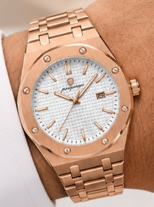 Victor | Montre Homme Carrée en Acier - Doré & Blanc