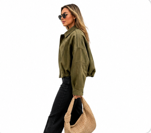 Élise | Veste Oversize Bombée - Kaki
