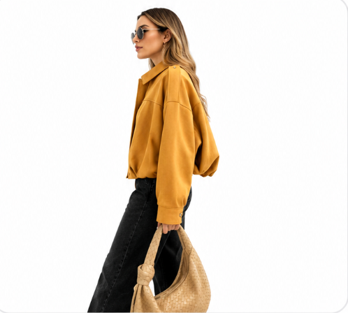 Élise | Veste Oversize Bombée - Moutarde