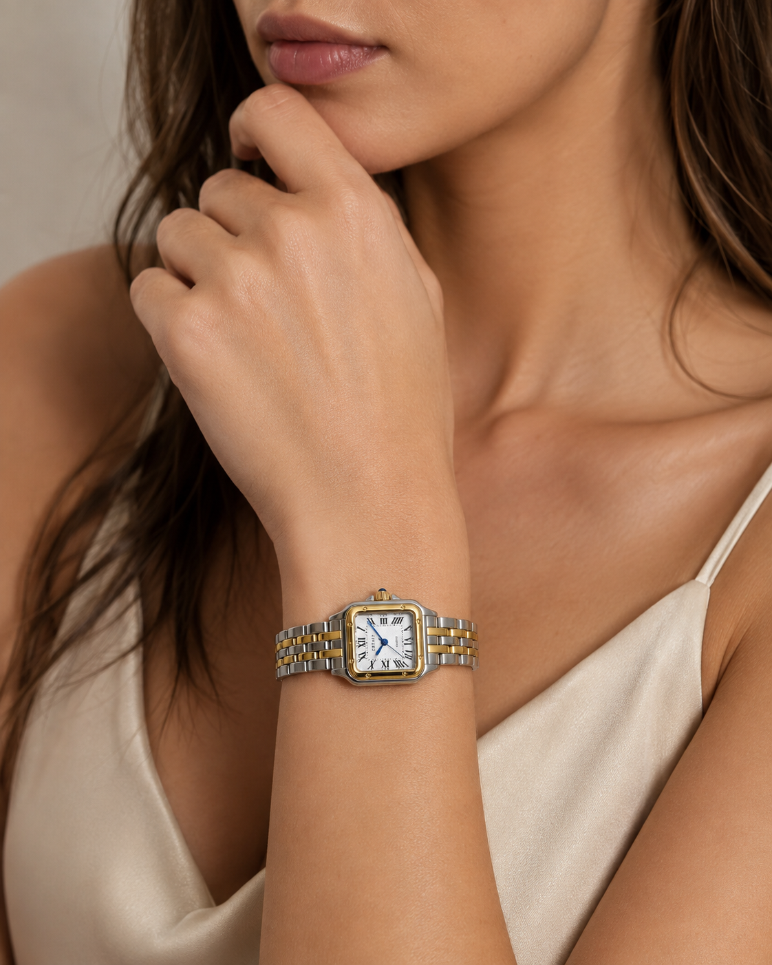 Joséphine | Montre Femme Cadran Carré Doré - Doré et Argenté