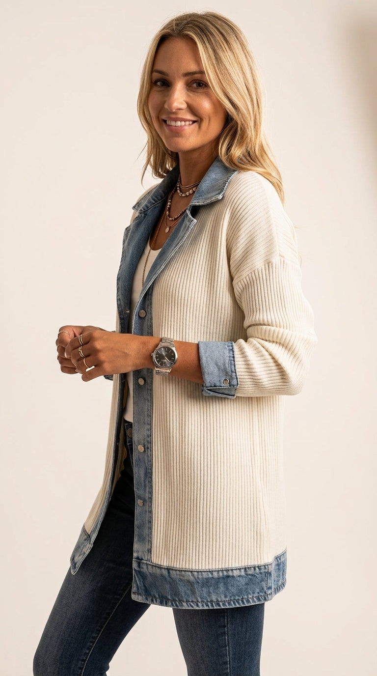 Camille | Veste Longue Bi-Matière