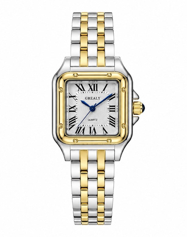 Joséphine | Montre Femme Cadran Carré Doré - Doré et Argenté