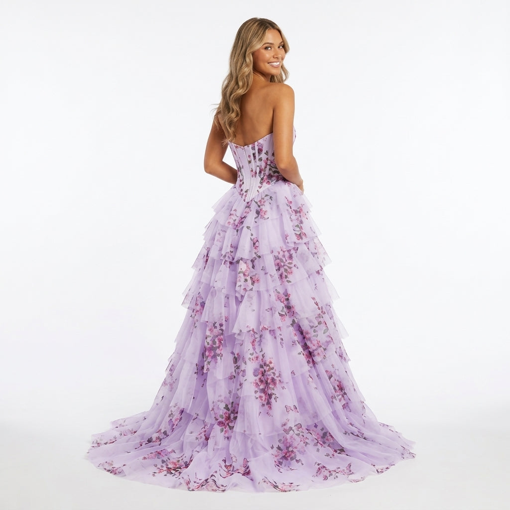 Flora | Robe Longue Florale Plissée - Lavande Florale