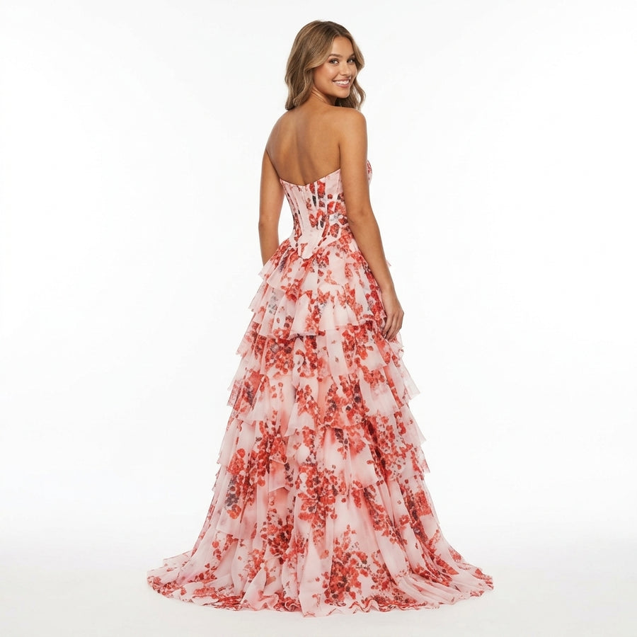 Flora | Robe Longue Florale Plissée - Corail Floral