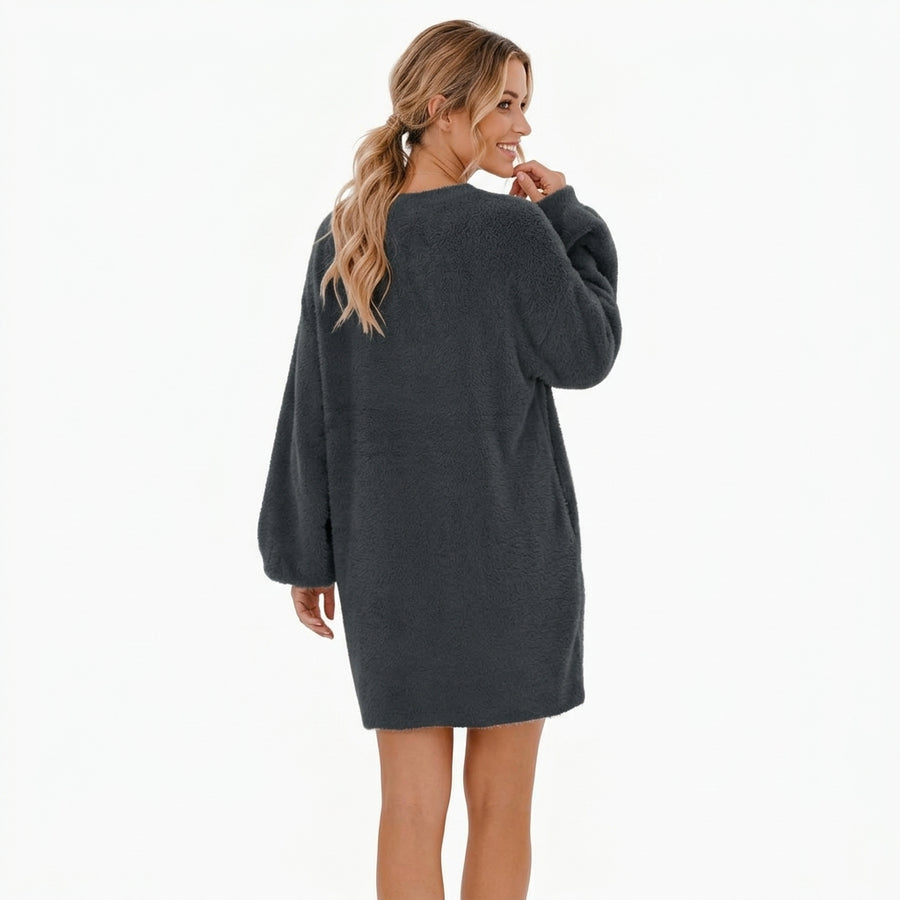 Aurore | Robe Pull Oversize Manches Chauve-Souris - Gris