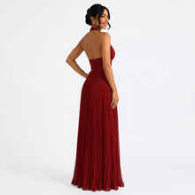 Céleste | Robe Longue Satinée Col V - Rouge