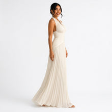 Céleste | Robe Longue Satinée Col V - Ivoire