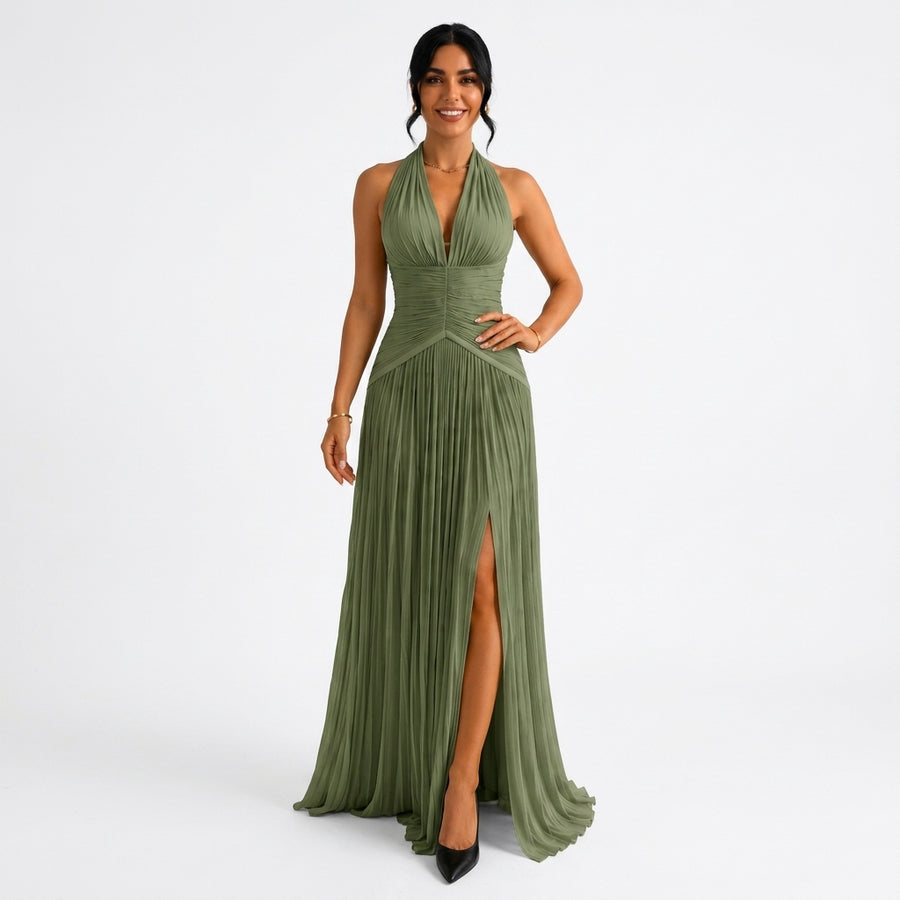 Sofia | Robe de Soirée Longue Satin - Vert