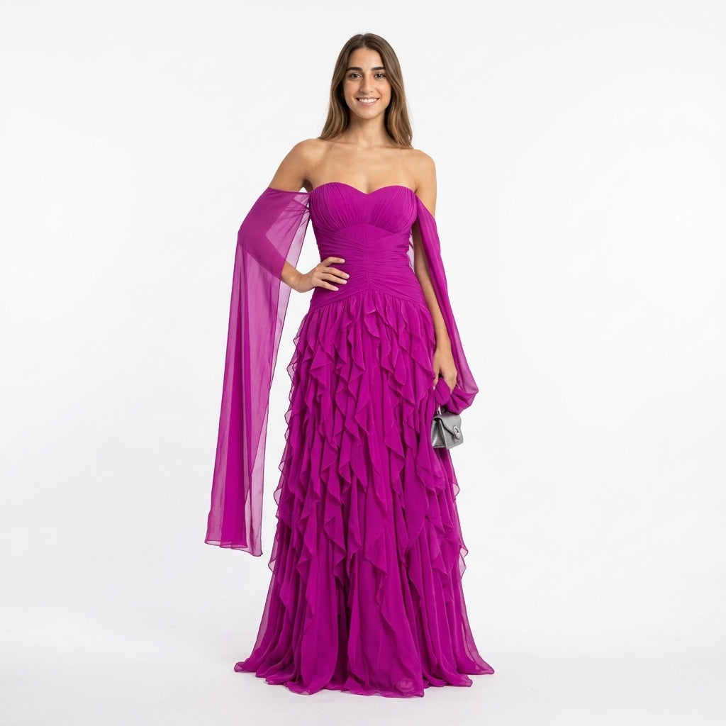 Éloïse | Robe de Soirée en Mousseline à Volants - Coloris Photo 2