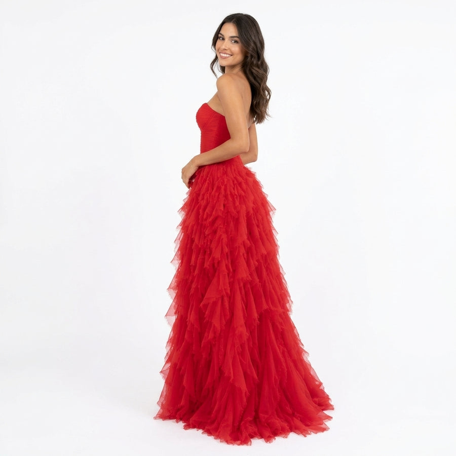 Éloïse | Robe de Soirée en Mousseline à Volants - Coloris Photo