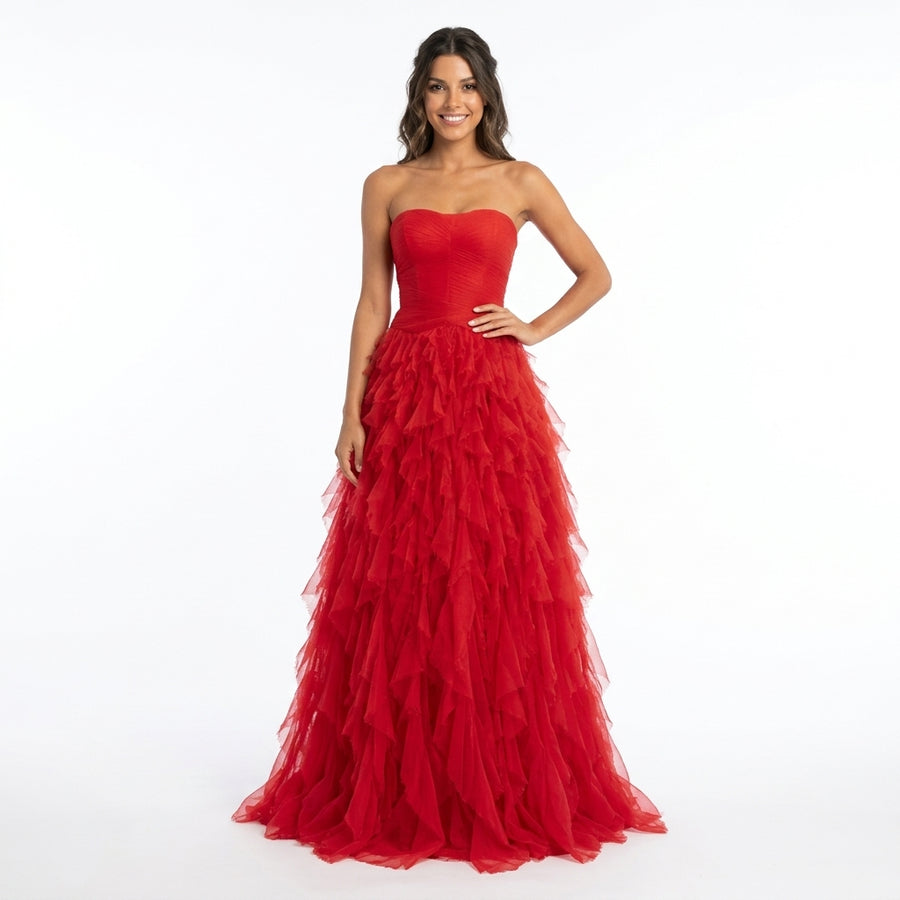 Éloïse | Robe de Soirée en Mousseline à Volants - Coloris Photo