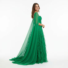 Éloïse | Robe de Soirée en Mousseline à Volants - Vert
