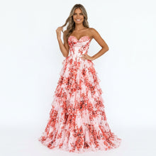 Flora | Robe Longue Florale Plissée - Corail Floral