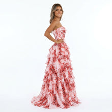 Flora | Robe Longue Florale Plissée - Corail Floral